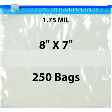 8X7 inches Slide Seal Bags No Leak w/ White Block 1.75 Mil LDPE